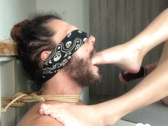 Hes Bound To The Stairs And I Force My Wet Pussy Over His Lips