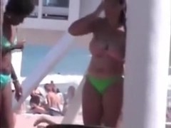 Spying on chunky mother I'd like to fuck with biggest natural breasts on a beach