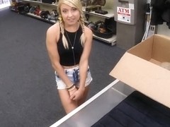 Pretty blonde pounded by pawn keeper for her vets bills