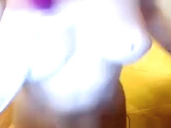 Sexy brunette with hot boobs fingering her