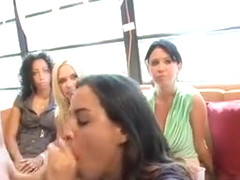 Beauties must suck hunks' peckers covered with cream