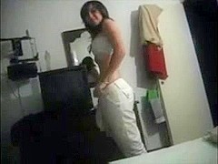 Latina teen strips and blows my cock