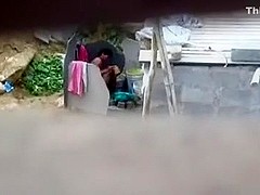 Aunty Bathing Exposed at Public Place
