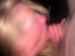 Horny blonde sucking my cock