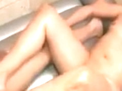 Asian Gives Black Dude Feetjob Massage In Bathroom