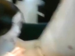 Hot brunette with stockings sucks her bf's cock online and swallows