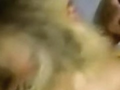 Blonde babe sucks off 3 guys