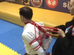 Boy Get Tied By Karate-woman