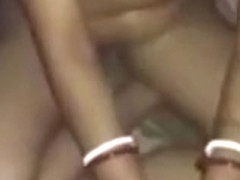 Horny couple wife giving handjob at night