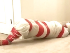 Gina wrapped and massively gagged