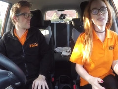 Fake Driving Instructor Fucks His Cute Ginger Teen 18+ Student 18+ In The Car And Gives Her A Creampie