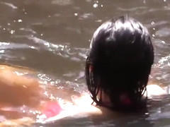 Lesbian Aussie hitchhiker licked outdoors