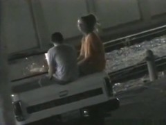 Voyeur captures a girl getting missionary fucked in the back of a truck of a parking lot