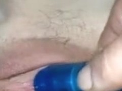 Darling copulates a sex tool in non-professional masterbating porn