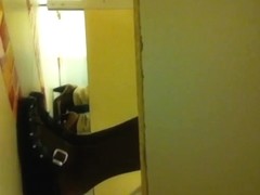 Lewd hunter spying amateur in wc on his voyeur camera