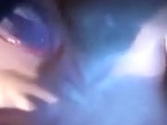 Large slow-motion spunk flow over her face