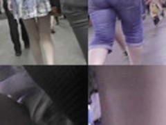 Upskirting voyeur filmed the skinny ass of a auburn gal