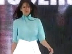 Boobs bouncing on catwalk model