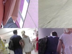 Upskirting voyeur filmed the flabby ass of a blonde gal