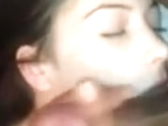 Brunette Touches Herself When Blowing Cock