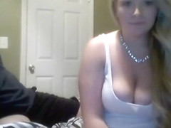 Latin blonde gives a blowjob on the webcam