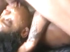 Black Ghetto Slut Puking And Gagging During Face Fucking
