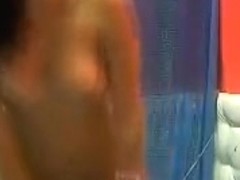 Brunette SandraSky caresses her tits