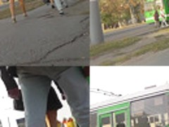 Real upskirts vid of a hottie walking with her bf