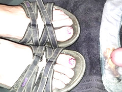 Wifes Tevas Get Jizzed With Cum Play At The End