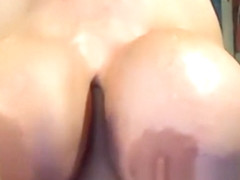 Big boob girl playing with boobs