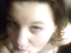 Tattooed slut sucks daddys big cock