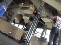Weight lifting woman has a fantastic ass