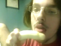 me sucking a bananna wishing it were dick