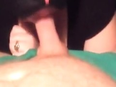 Masked brunette girlfriend fiance sucks on cock ...