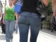 Seductive tight jeans street ass candid video