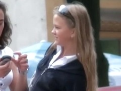 Amazing schoolgirl blonde upskirt video