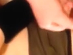 This Babe fingers as I cum on her clothing