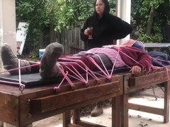 Wool Mohair Layers Of Sweaters On A Bondage Table