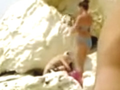 Hard cock exposed to bikini girls at the beach