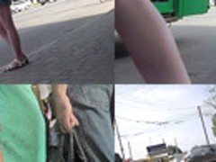 Brunette's ass underneath jeans skirt in upskirt video