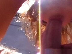 Teen redhead outdoor anal on a rooftop