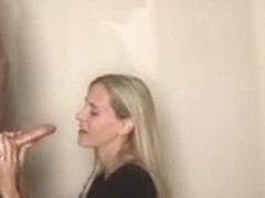 Golden haired slut gets a hot sperm shot over her mouth