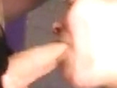 Cute girl gives blowjob to boyfriend