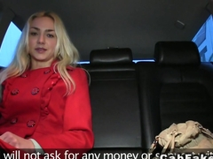 Shaved pussy Euro blonde in fake taxi