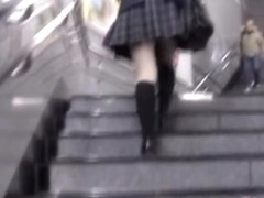 Babe got skirt sharked while climbing the stairs in the mall