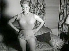 Vintage massive boobed housewife posing stripped