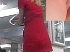 Lady in red upskirt