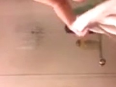 Shower Gal Pick Nose Text and Poke Tampon into Twat