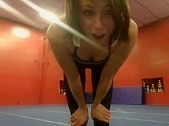 Naked gymnastic session at the gym and jerking off
