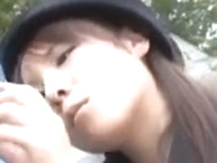 Asian Police Person Momo Gives Arousing Blowjob In Public